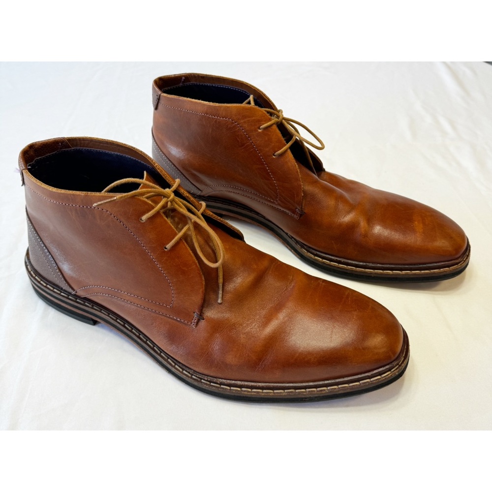 Ted Baker London Mens Tan Brown Azzlan Leather Derby Boot Lace Up Shoe - 12.5